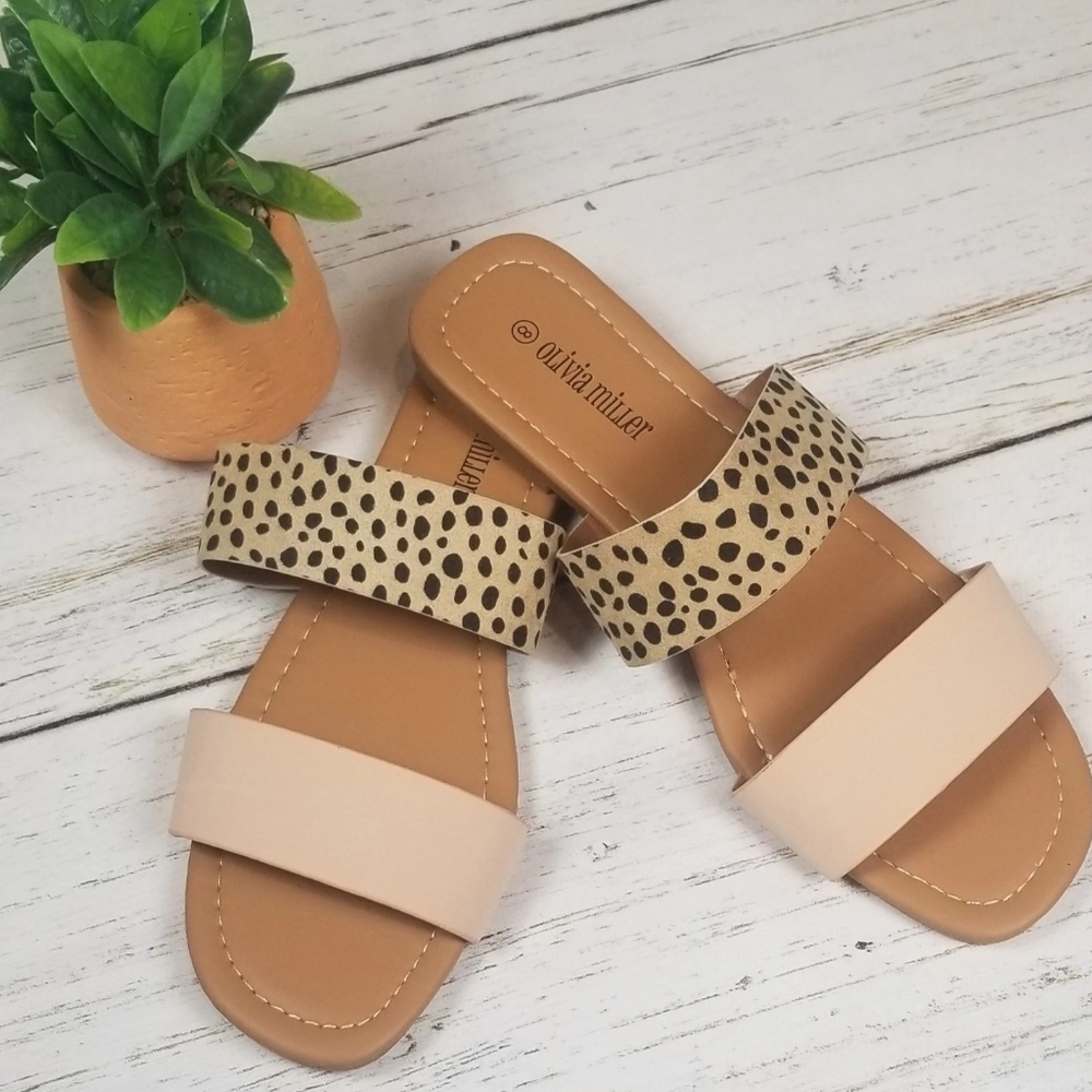 Sale! Olivia Miller Double Strap Cheetah Sandals - Picture 2 of 5